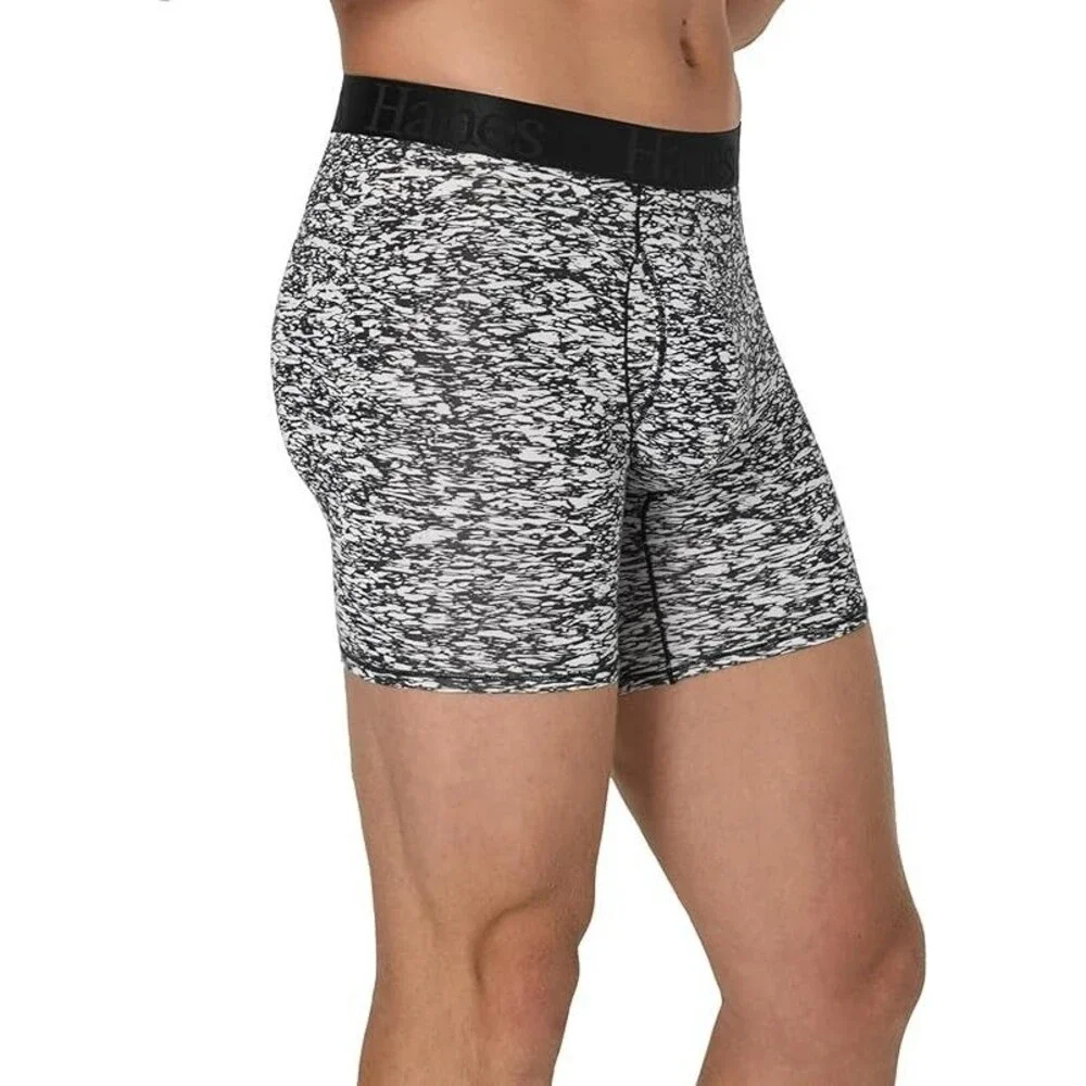 3-Pack Hanes Men's Boxer Briefs Underwear XX-LARGE SuperSoft Bamboo Black Gray